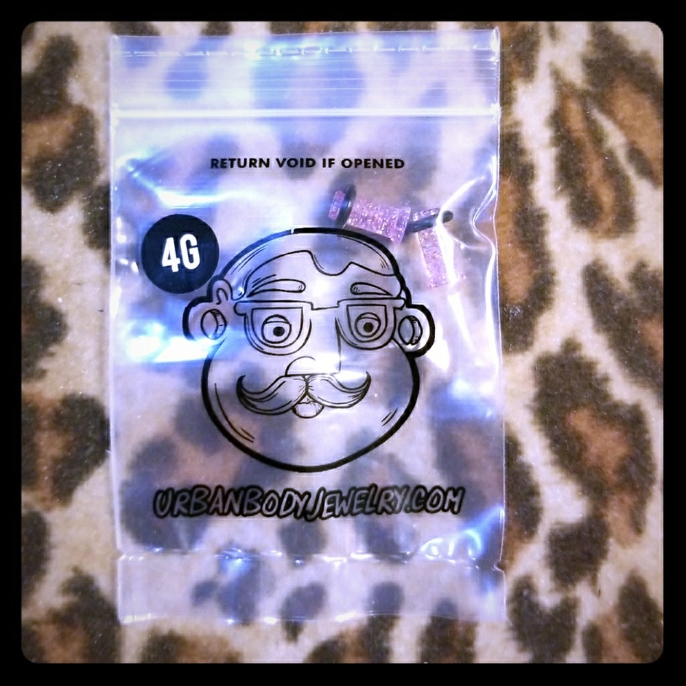 Pink Glittery Acrylic 4 Gauge Plugs WITH FREE GIFT